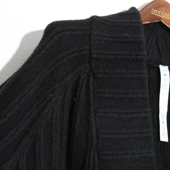 Lululemon Twin Rib Sweater Wrap Cardigan Black Chunky Knit Wool Size XL / XXL - Picture 3 of 16